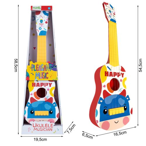 Gyerek gitár 54 cm, mesefigurás mintával + pengető