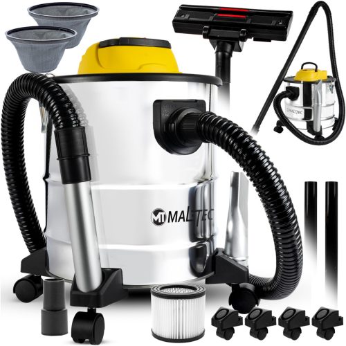 Maltec TurboVac ML2500-ASH-INDUSTRIAL 20 ipari és kandalló porszívó – 20L, 1200/2000W, HEPA szűrő
