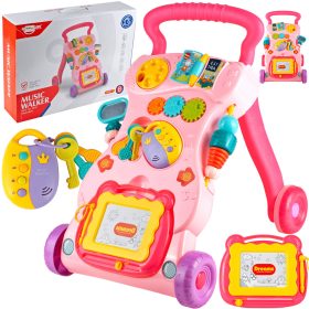   Moni Toys Dreams 2 az 1 ben multifunkciós járássegítő levehető mágneses rajztáblával , Pink