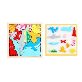   Fa puzzle gyerekeknek, Tengeri állatok montessori és építőjáték