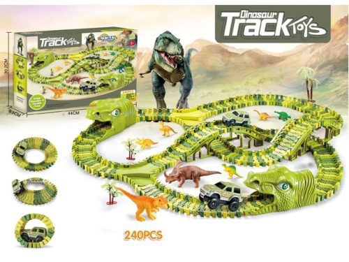MEGA versenypálya XXXL DINO PARK autópálya 240 db + alagúttal, kisautóval