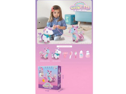 Interaktív unikornis plüssfigura hanggal és kiegészítőkkel – Cute Pets