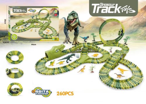  MEGA versenypálya XXXL DINO PARK autópálya 260 db + alagúttal, kisautóval