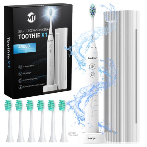 MalTec Toothie X1 Elektromos fogkefe, cserélhető fejekkel, fehér