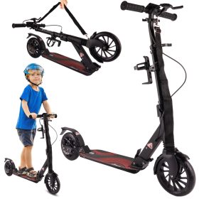   MalPlay összecsukható alumínium városi roller tárcsafékkel és lengéscsillapítóval - 200 mm, fekete + palacktartó