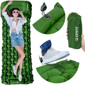   Epifit Rest egyszemélyes önfelfújó kempingmatrac beépített lábpumpával és párnával, 190x60x5 cm, zöld