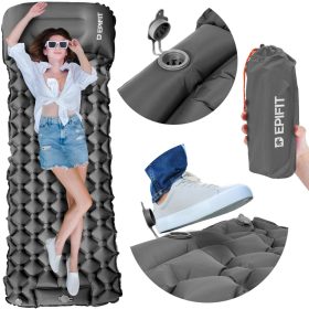   Epifit Rest egyszemélyes önfelfújó kempingmatrac beépített lábpumpával és párnával, 190x60x5 cm, szürke