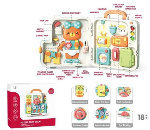 Puzzle Busy Book Interaktív Macis Matatókönyv és Készségfejlesztő Játék 