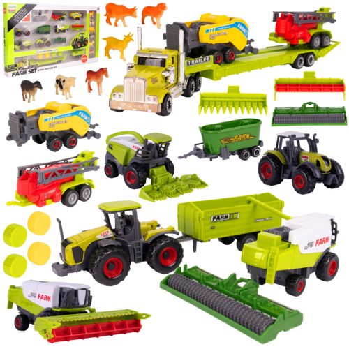 Fém traktor és mezőgazdasági gép készlet 1:64 