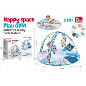   Happy Space kerek Fejlesztő Babaszőnyeg játékhíddal és plüssfigurákkal – 0m+ 