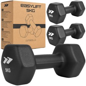   EasyLift Hatszögletű Neoprén Kézisúlyzó Szett 5 kg - 2 db, fekete 