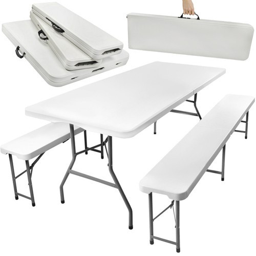 Összecsukható kerti asztal 180cm + 2 sörpad