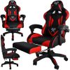 Gamer szék lábtartóval - piros fekete Dunmoon