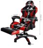 Gamer szék lábtartóval - piros fekete Dunmoon