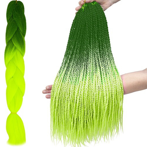 Szintetikus hajfonat ombre zöld/neon