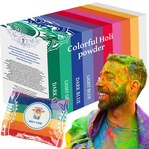 Színes Holi por - fotózáshoz és bulikhoz, 10x100g készlet