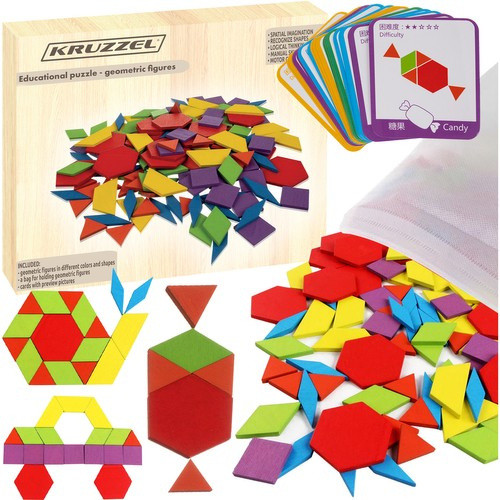 Oktató tangram kirakó - fa mozaik geometriai alakzatok