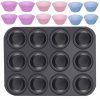 Teflonos muffin sütőforma + 12 Szilikon formával
