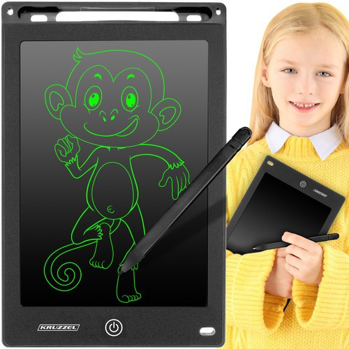 LED Rajz tablet 8,5" Törlés gombbal, fekete KRUZZEL