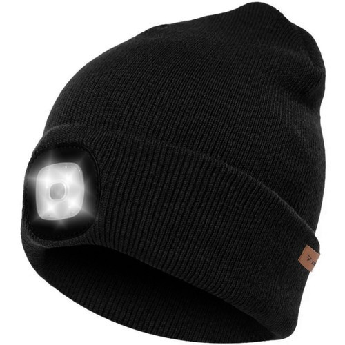 Téli sapka beépített LED lámpával - fekete