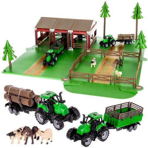 Farm szett traktorral, állatokkal - 102 db