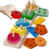 Fából készült geometriai forma válogató színes fejlesztő puzzle Kruzzel