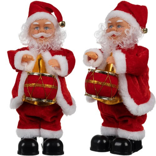 Doboló és zenélő Mikulás figura 30cm - Ruhhy