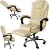 Irodai forgószék lábtartóval, beige ECO bőr Malatec 