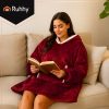 Oversize kapucnis meleg pulóver XXL - bordó Ruhhy