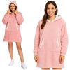Oversize kapucnis meleg pulóver XXL - rózsaszín Ruhhy