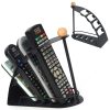 Univerzális asztali távirányító tartó és telefontartó állvány, 4 rekeszes, fém, fekete