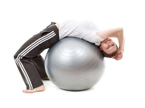 Rehabilitációs és gimnasztikai labda otthoni edzéshez 65 cm, lábpumpával, ezüst