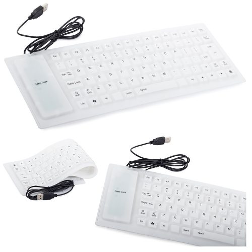 Szilikon gumi billentyűzet fehér USB, csendes