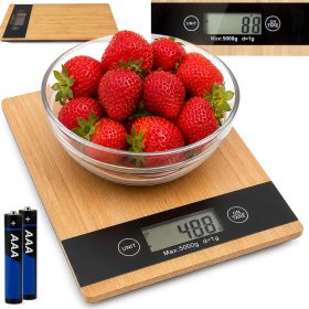   Elektronikus bambusz konyhai mérleg lcd kijelzővel, 5 kg-ig