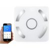 Analitikus üveg fürdőszoba mérleg bluetooth, 180kg teherbírás, alkalmazás, fehér