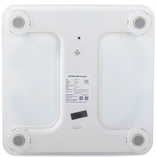 Analitikus üveg fürdőszoba mérleg bluetooth, 180kg teherbírás, alkalmazás, fehér