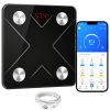 Edzett üveg okos fürdőszoba mérleg bluetooth Lcd kijelzővel, applikációval