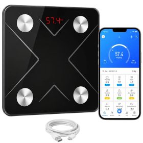   Edzett üveg okos fürdőszoba mérleg bluetooth Lcd kijelzővel, applikációval