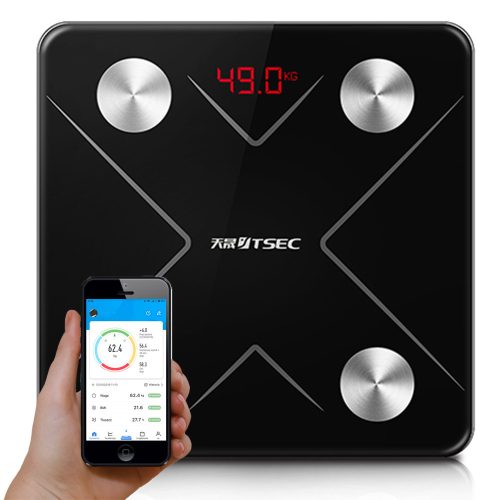 Analitikus fürdőszoba mérleg bluetooth, üveg, lcd kijelzővel