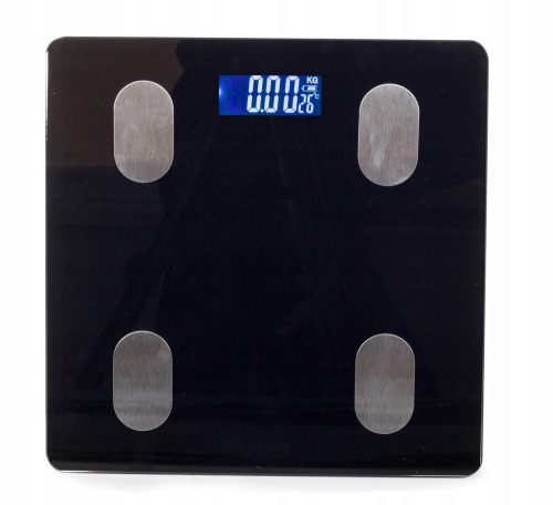 Bmi analitikus okos fürdőszoba mérleg, 180kg teherbírás, applikációval, fekete