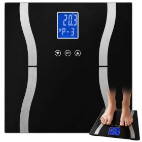   Analitikus Okos Személymérleg LCD Kijelzővel – Fekete, 180 kg