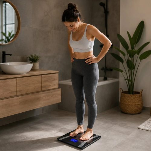 Analitikus Okos Személymérleg LCD Kijelzővel – Fekete, 180 kg