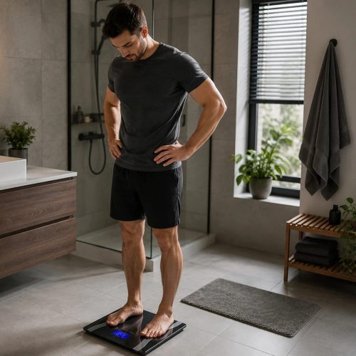 Analitikus Okos Személymérleg LCD Kijelzővel – Fekete, 180 kg