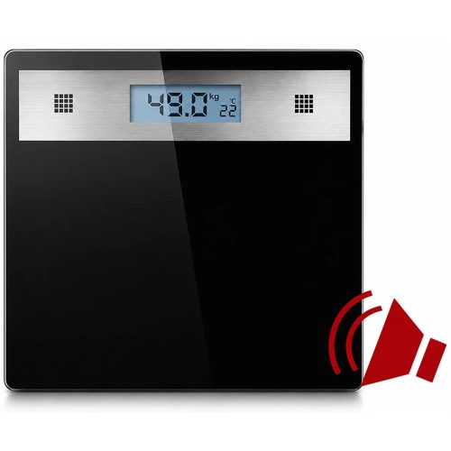 Elektronikus fürdőszoba mérleg LCD kijelző, 180kg teherbírás, fekete