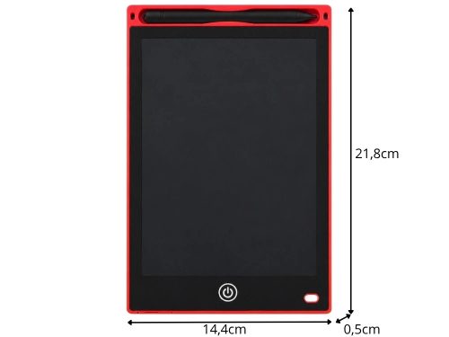 LCD elemes Rajztábla ceruzával, törlés gombbal 8,5", piros