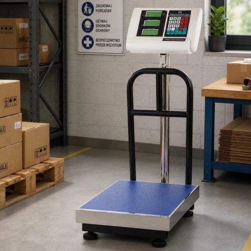 Elektronikus összecsukható platform, raktári mérleg korláttal, lcd kijelzővel, 200kg