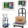 Elektronikus összecsukható platform, raktári mérleg korláttal, lcd kijelzővel, 100kg/20g
