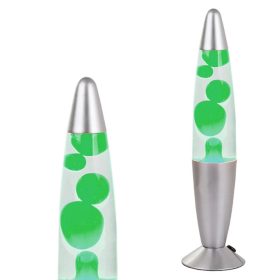 Retro zöld lávalámpa ezüst talppal – 34 cm