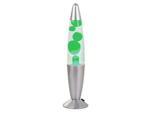 Retro zöld lávalámpa ezüst talppal – 34 cm