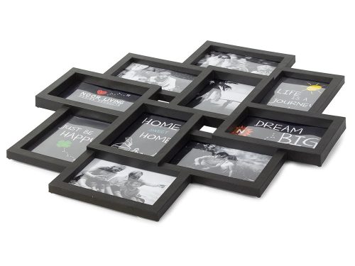 3d képkeret multi képkeret kollázs 10 fotóval - fekete 